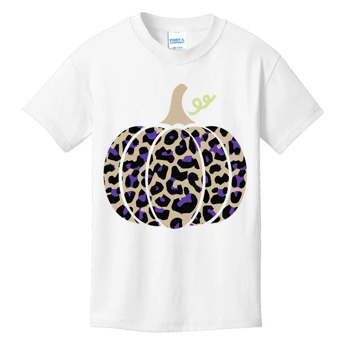 Leopard Pumpkin Art Halloween Party Autumn Holiday Seasonal Kids T-Shirt