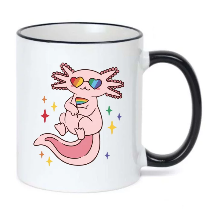 LGBTQ Pride Axolotl Rainbow Flag Black Color Changing Mug