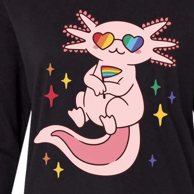 LGBTQ Pride Axolotl Rainbow Flag Womens Cotton Relaxed Long Sleeve T-Shirt