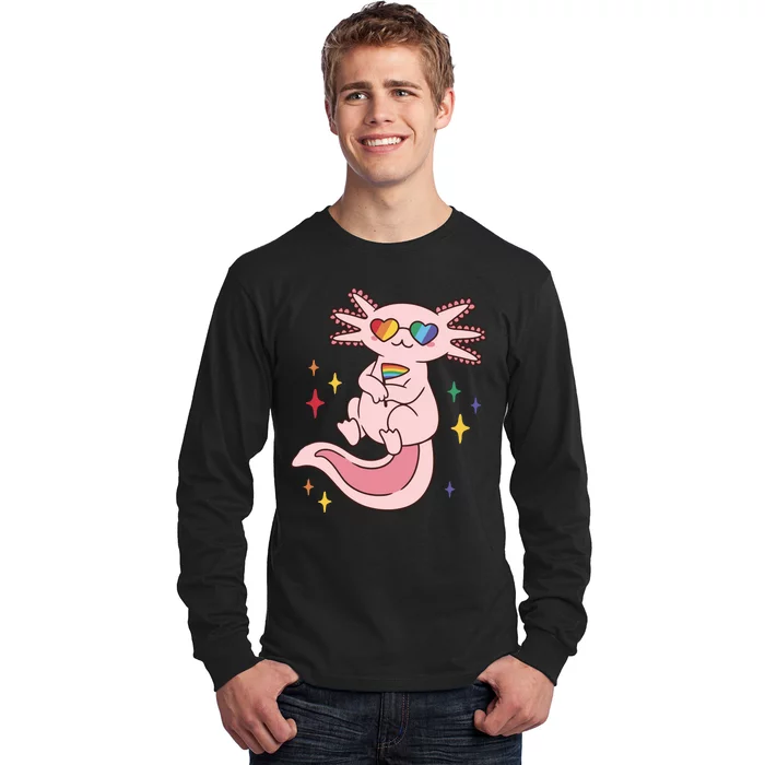 LGBTQ Pride Axolotl Rainbow Flag Long Sleeve Shirt