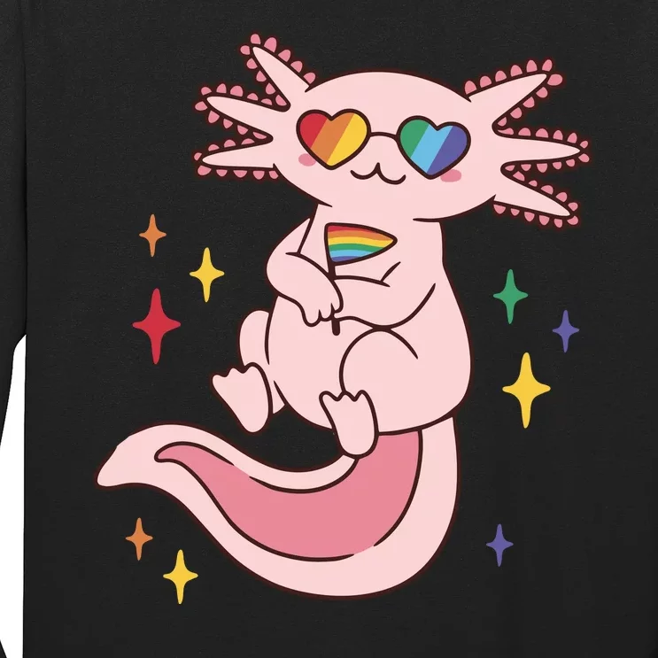 LGBTQ Pride Axolotl Rainbow Flag Long Sleeve Shirt