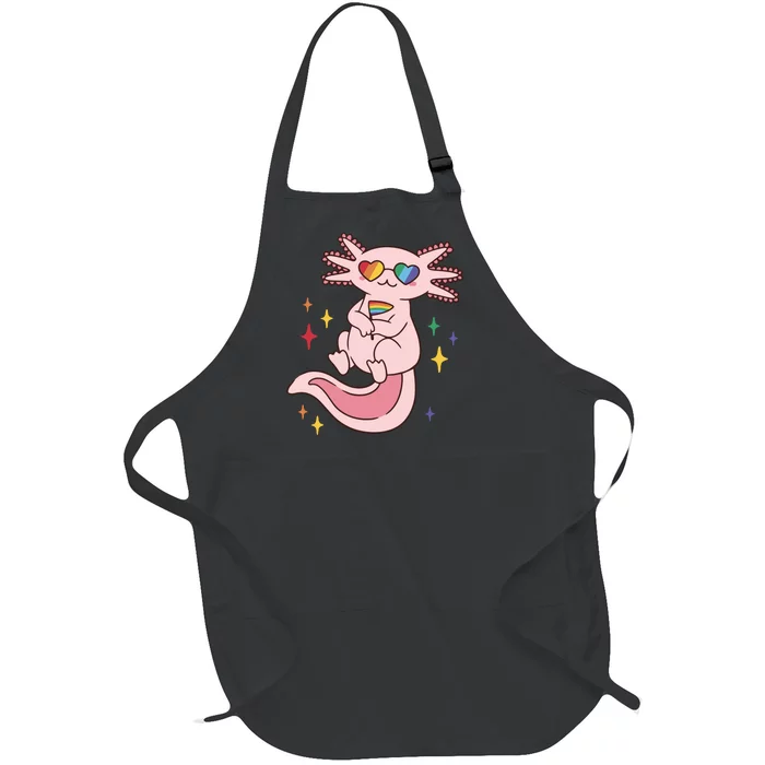 LGBTQ Pride Axolotl Rainbow Flag Full-Length Apron With Pocket