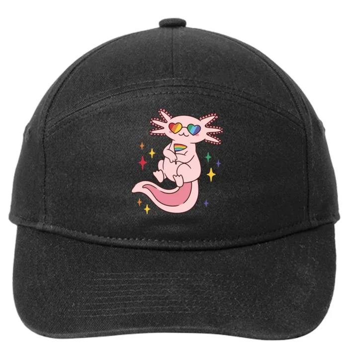 LGBTQ Pride Axolotl Rainbow Flag 7-Panel Snapback Hat