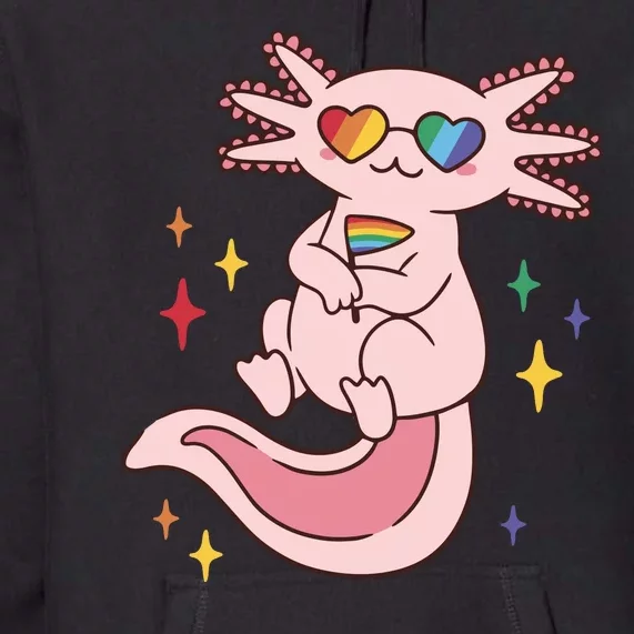 LGBTQ Pride Axolotl Rainbow Flag Premium Hoodie