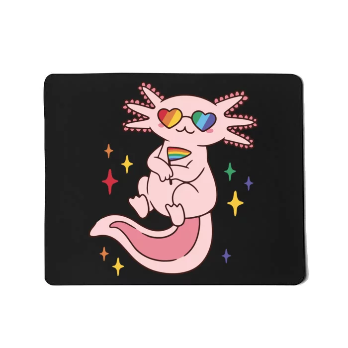 LGBTQ Pride Axolotl Rainbow Flag Mousepad