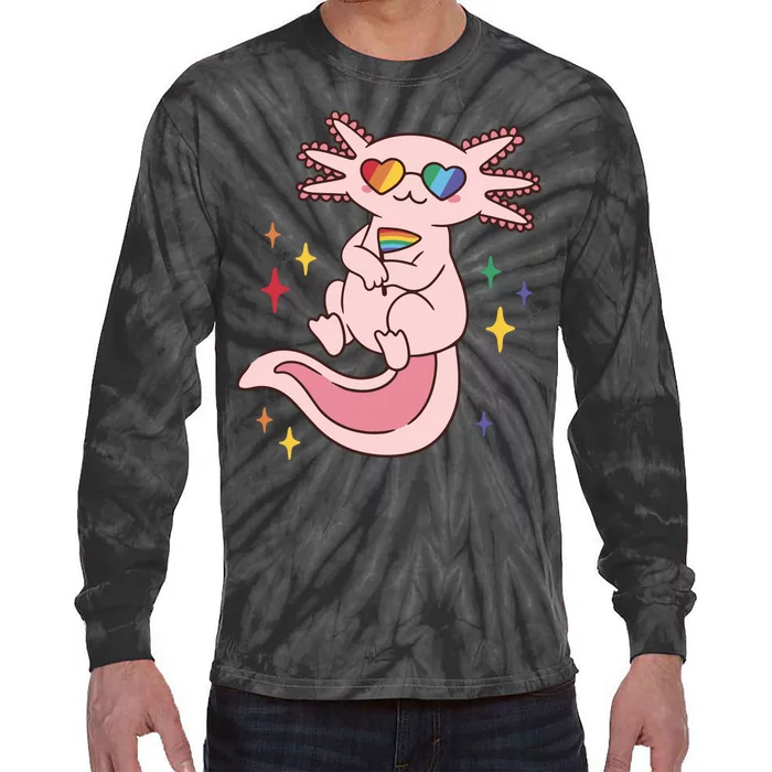 LGBTQ Pride Axolotl Rainbow Flag Tie-Dye Long Sleeve Shirt