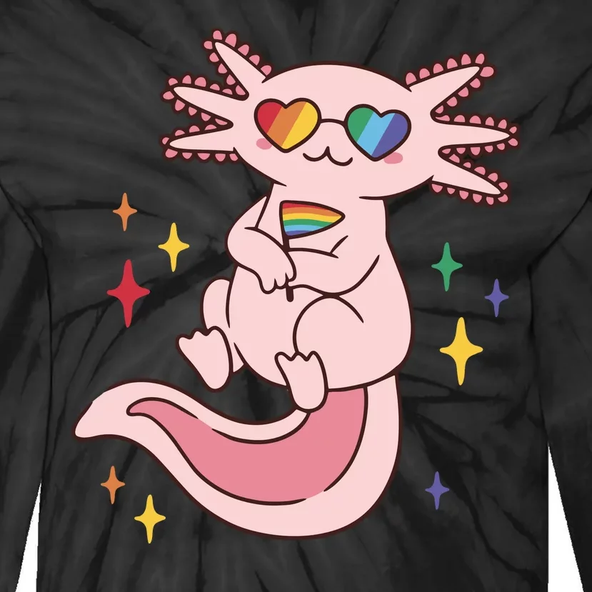 LGBTQ Pride Axolotl Rainbow Flag Tie-Dye Long Sleeve Shirt