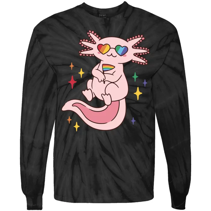 LGBTQ Pride Axolotl Rainbow Flag Tie-Dye Long Sleeve Shirt