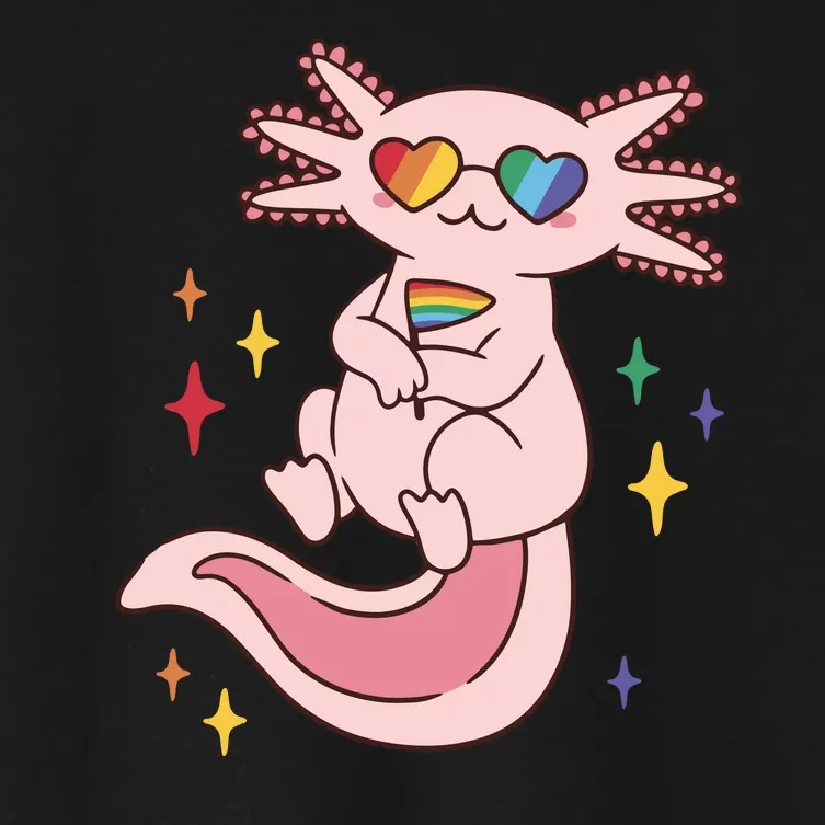 LGBTQ Pride Axolotl Rainbow Flag Women's Crop Top Tee