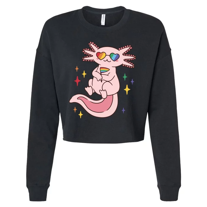 LGBTQ Pride Axolotl Rainbow Flag Cropped Pullover Crew