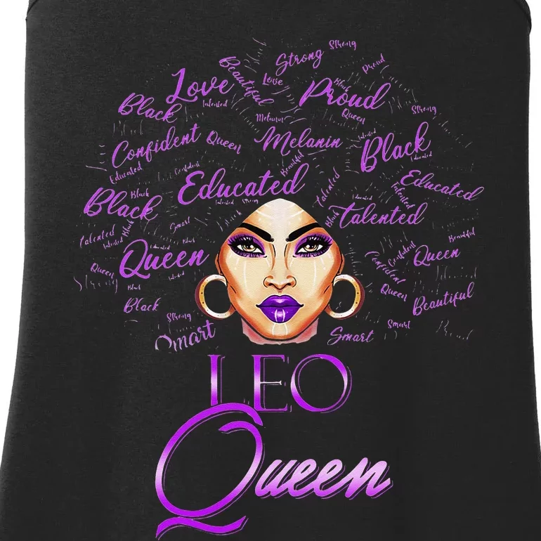 Leo Purple Afro Queen Black Zodiac Birthday Ladies Essential Tank