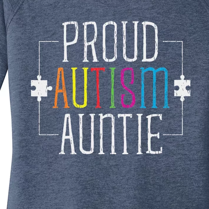 Love Proud Autism Auntie Autistic Autism Awareness Aunt Women's Perfect Tri Tunic Long Sleeve Shirt