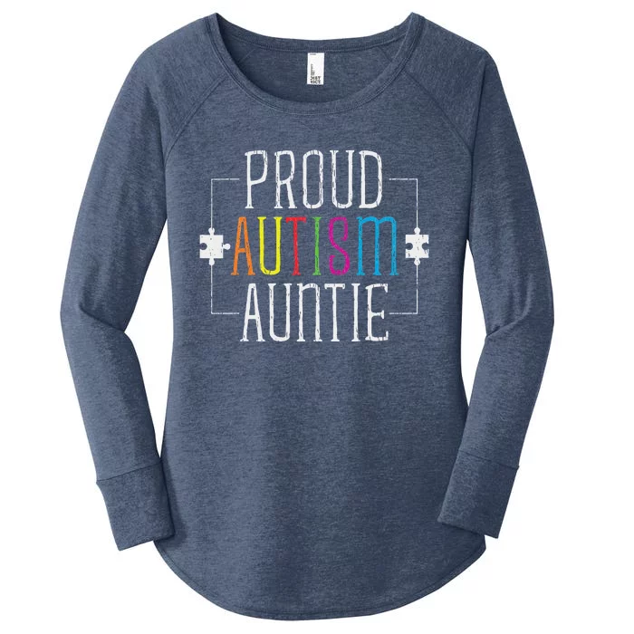 Love Proud Autism Auntie Autistic Autism Awareness Aunt Women's Perfect Tri Tunic Long Sleeve Shirt