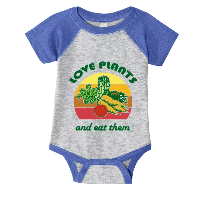 Love Plants And Eat Funny Vegan Vegetarian Plant Based Diet Meaningful Gift Infant Baby Jersey Bodysuit