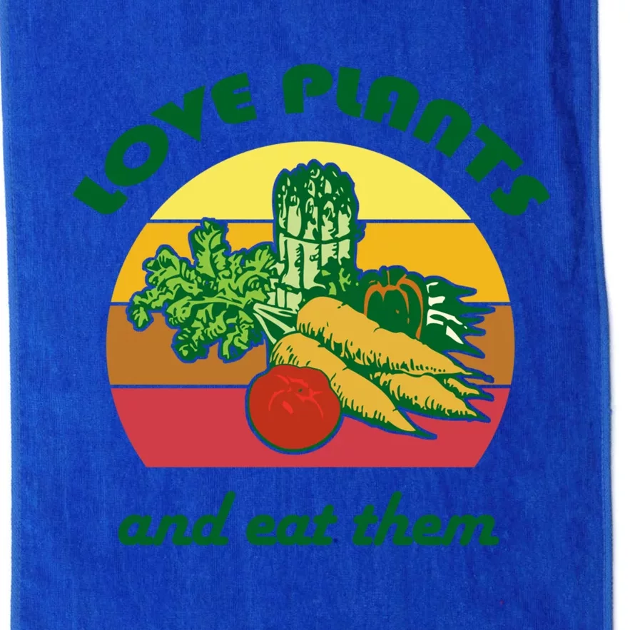 Love Plants And Eat Funny Vegan Vegetarian Plant Based Diet Meaningful Gift Platinum Collection Golf Towel