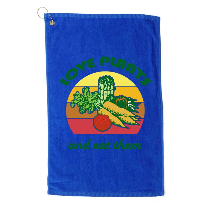 Love Plants And Eat Funny Vegan Vegetarian Plant Based Diet Meaningful Gift Platinum Collection Golf Towel