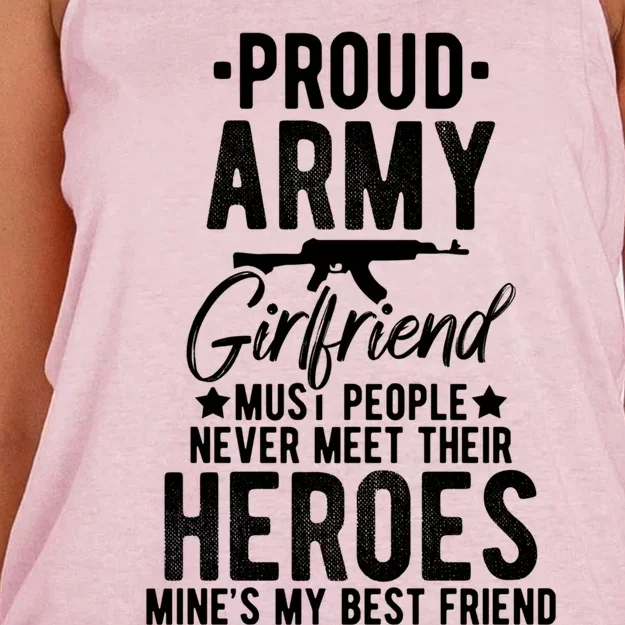 Love Proud Army Friend Couple Meaningful Gift Women's Knotted Racerback Tank