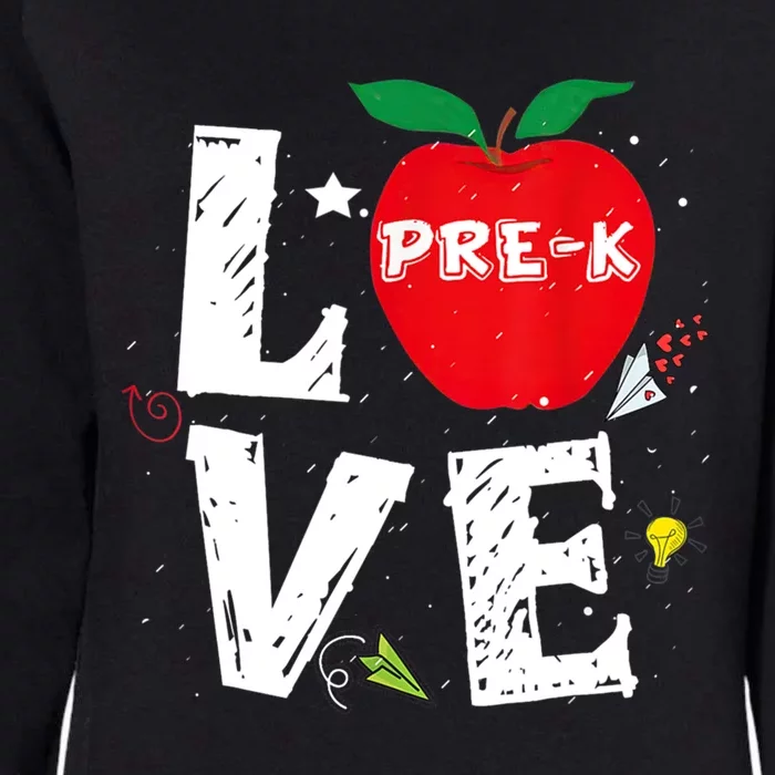 Love Pregiftk Apple Preschool Teachers Students Back To School Gift Womens California Wash Sweatshirt