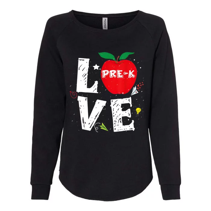 Love Pregiftk Apple Preschool Teachers Students Back To School Gift Womens California Wash Sweatshirt