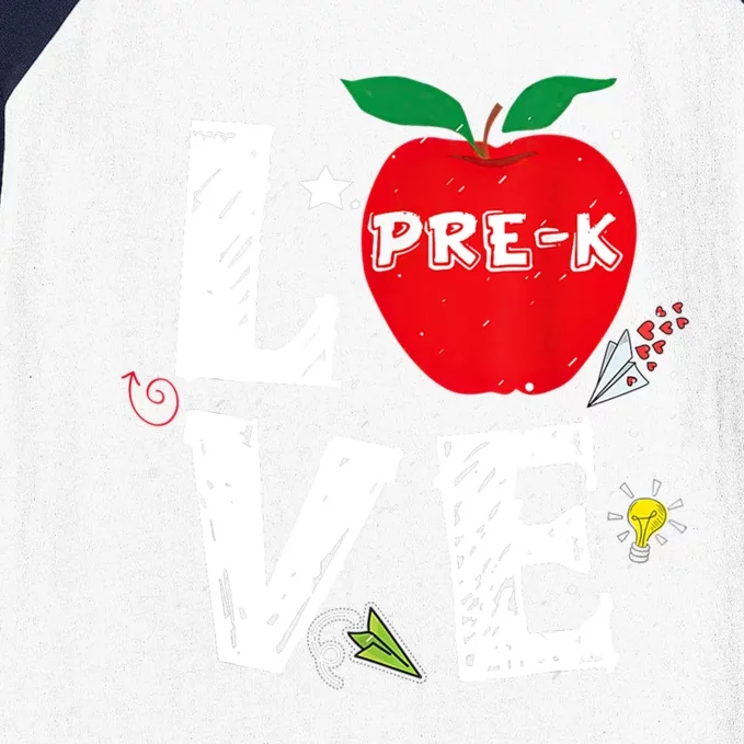 Love Pregiftk Apple Preschool Teachers Students Back To School Gift Baseball Sleeve Shirt