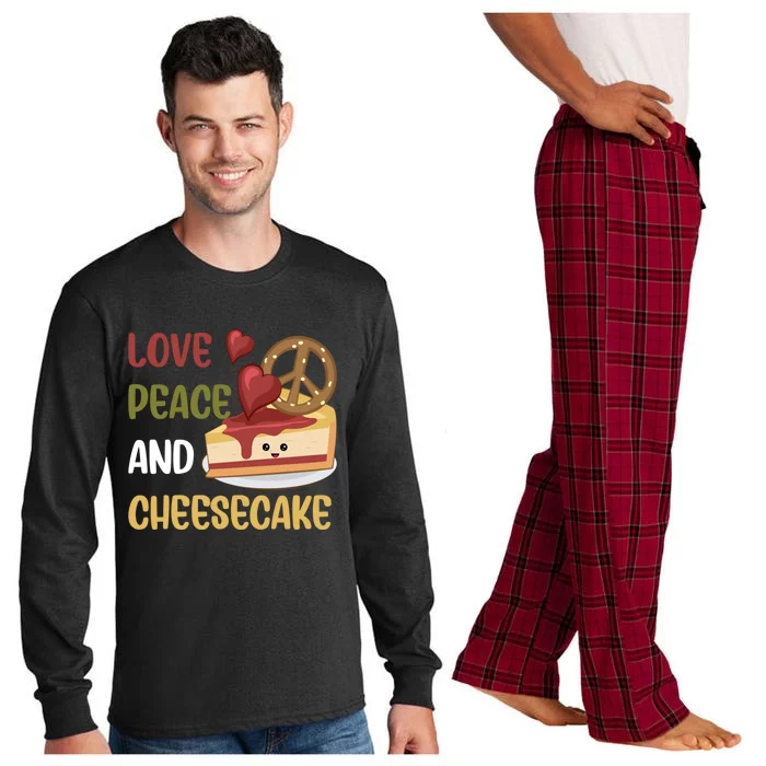 Love Peace And Cheesecake Day Cute Cheese Cake Dessert Gift Long Sleeve Pajama Set