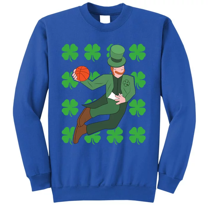 Leprechaun Playing Basketball Funny St Patricks Day Gift Tall Sweatshirt