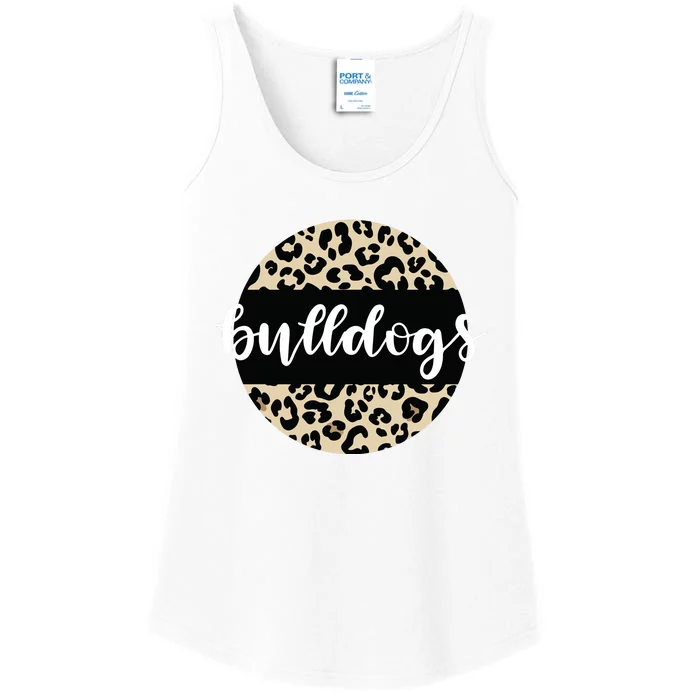 Leopard Print Bulldogs Team Mascot School Spirit Game Night Ladies Essential Tank