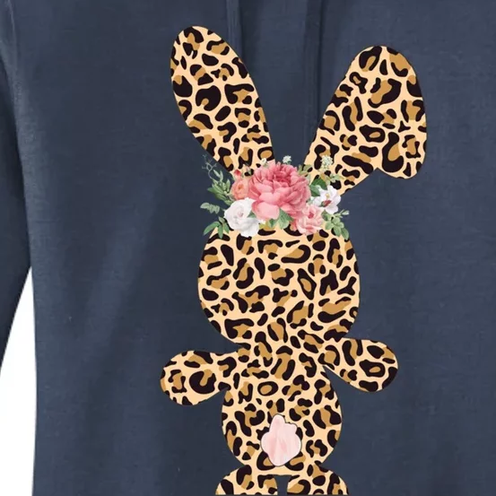 Leopard Print Bunny Flowers Happy Easter Day Gift Women's Pullover Hoodie