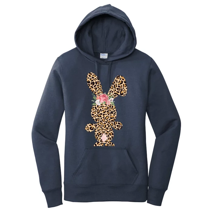 Leopard Print Bunny Flowers Happy Easter Day Gift Women's Pullover Hoodie