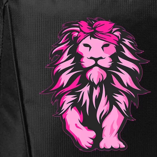 Lion Pink Bandana Breast Cancer Awareness Survivor Warrior City Backpack