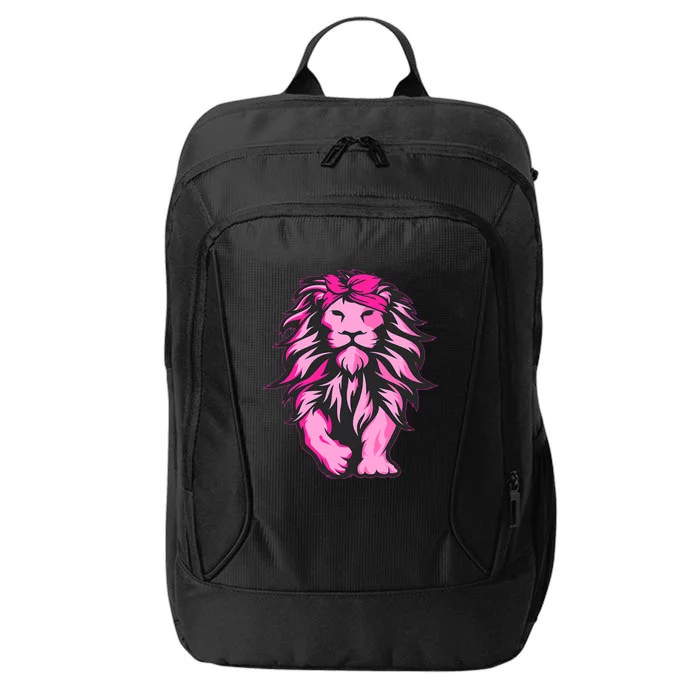 Lion Pink Bandana Breast Cancer Awareness Survivor Warrior City Backpack