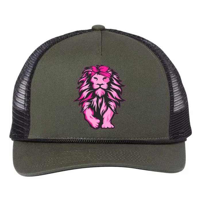 Lion Pink Bandana Breast Cancer Awareness Survivor Warrior Retro Rope Trucker Hat Cap