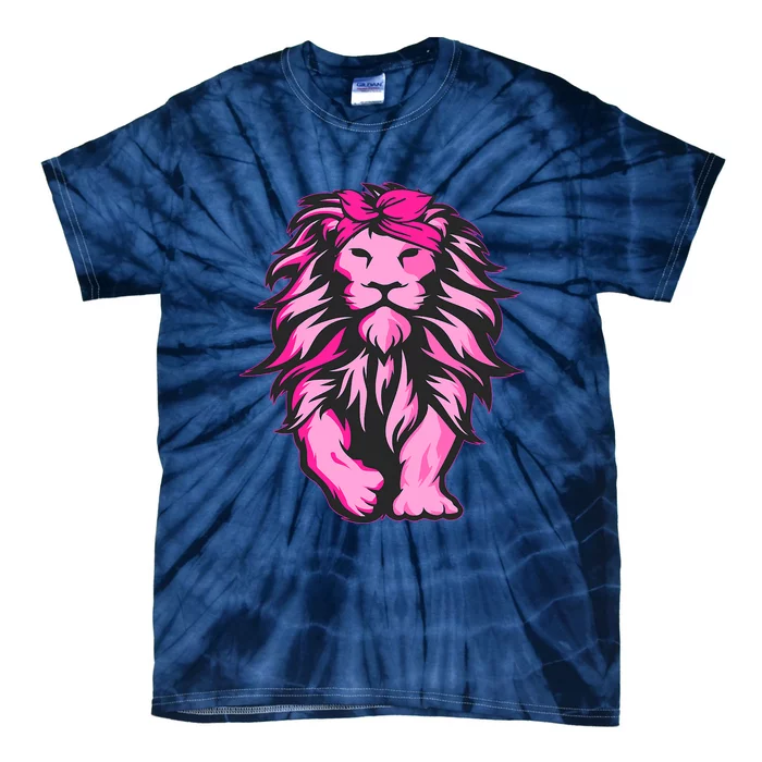 Lion Pink Bandana Breast Cancer Awareness Survivor Warrior Tie-Dye T-Shirt