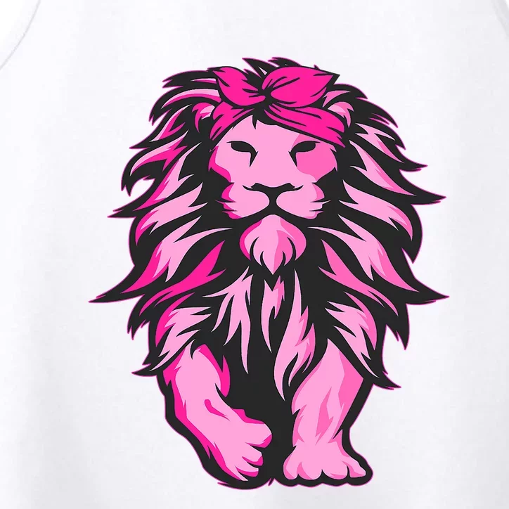 Lion Pink Bandana Breast Cancer Awareness Survivor Warrior Performance Tank