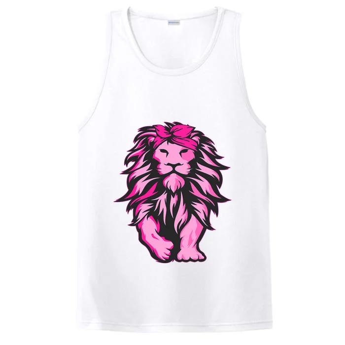 Lion Pink Bandana Breast Cancer Awareness Survivor Warrior Performance Tank