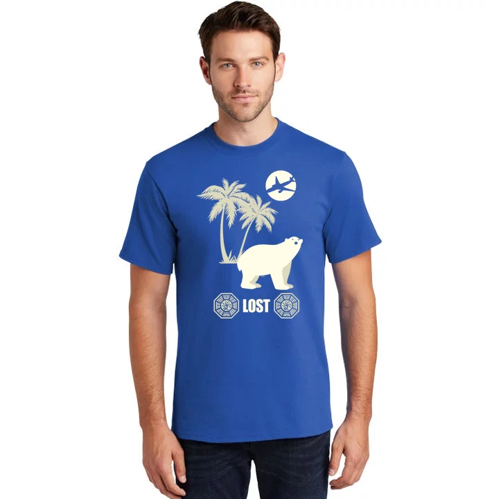 Lost Polar Bear Island And Plane Gift Tall T-Shirt