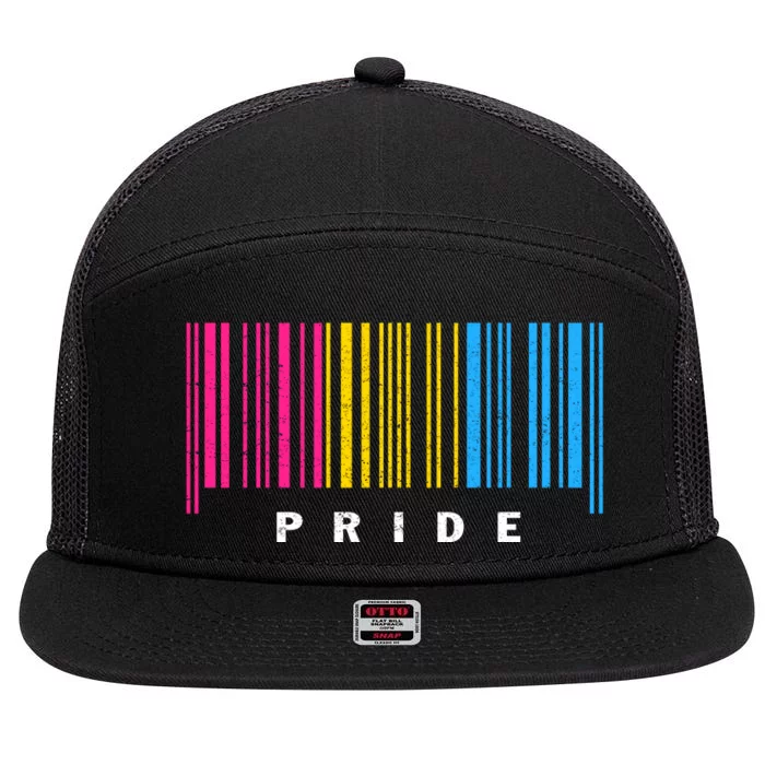 LGBT PANSEXUAL BARCODE PANSEXUAL Flag Pride Month LGBTQ Ally 7 Panel Mesh Trucker Snapback Hat