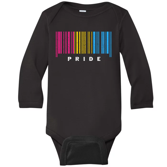 LGBT PANSEXUAL BARCODE PANSEXUAL Flag Pride Month LGBTQ Ally Baby Long Sleeve Bodysuit