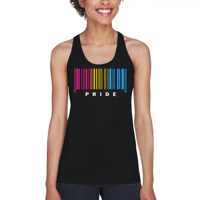 LGBT PANSEXUAL BARCODE PANSEXUAL Flag Pride Month LGBTQ Ally Women's Racerback Tank