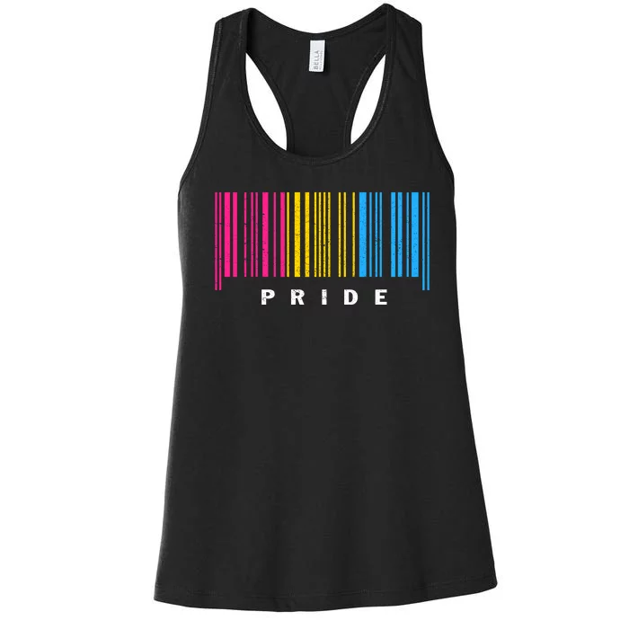 LGBT PANSEXUAL BARCODE PANSEXUAL Flag Pride Month LGBTQ Ally Women's Racerback Tank