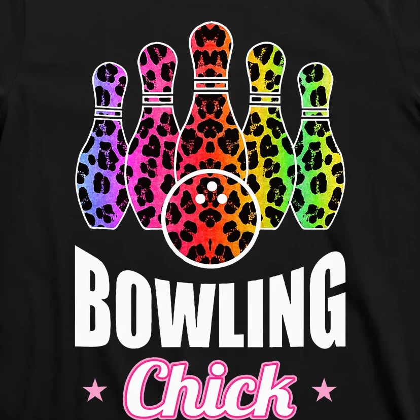 Leopard Print Bowler Chick Bowling Ball Art T-Shirt