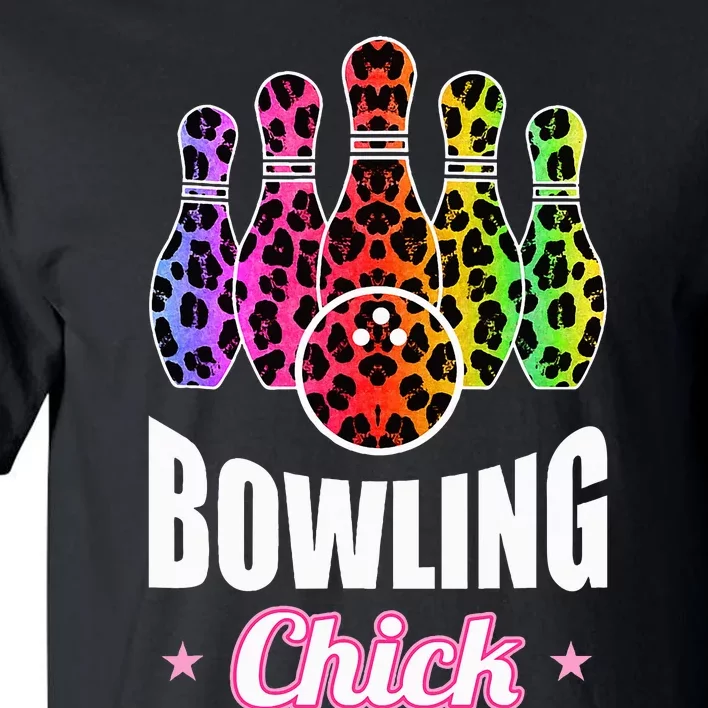 Leopard Print Bowler Chick Bowling Ball Art Tall T-Shirt