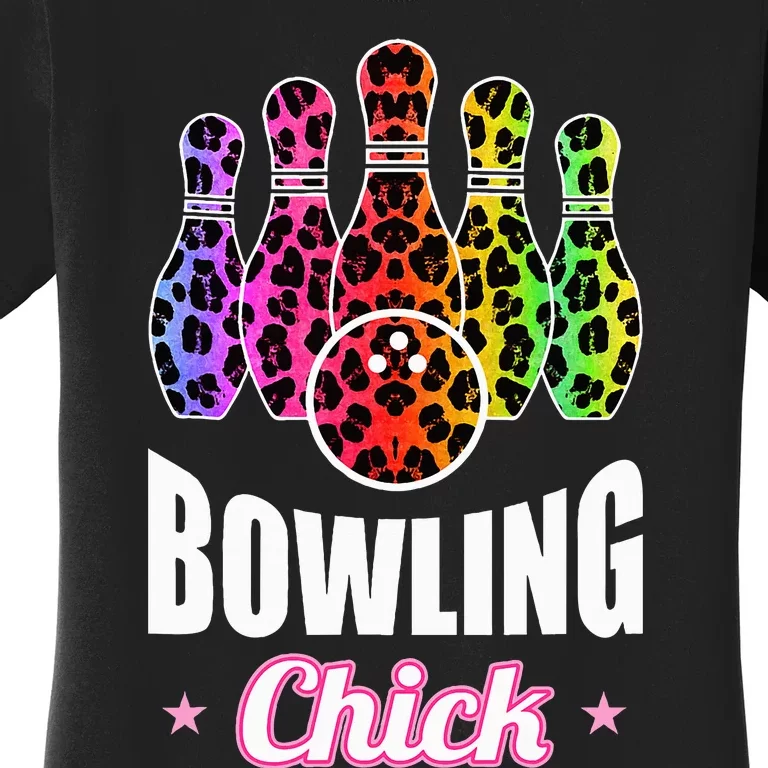 Leopard Print Bowler Chick Bowling Ball Art Women's T-Shirt