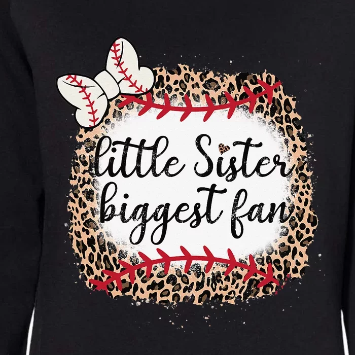 Leopard Print Baseball Little Sister Biggest Fan Ball Mom Womens California Wash Sweatshirt