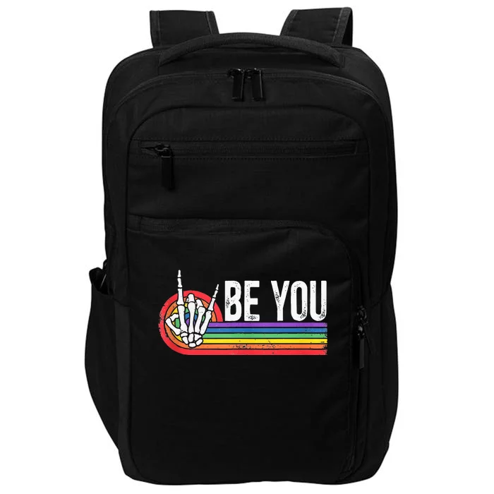 Lgbt Pride Be You Skeleton Hand Gay Lesbian Rainbow Impact Tech Backpack