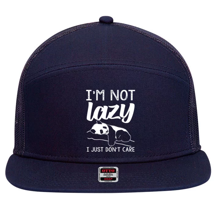 Lazy Panda Bear For Women I'm Not Lazy, I Just Don't Care 7 Panel Mesh Trucker Snapback Hat