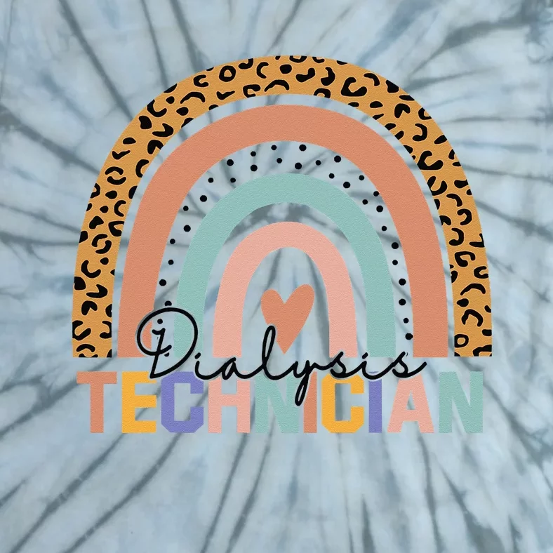 Leopard Print Boho Dialysis Technician Tech Nurse Tie-Dye T-Shirt