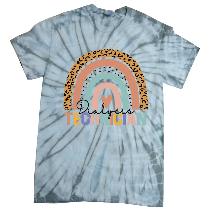 Leopard Print Boho Dialysis Technician Tech Nurse Tie-Dye T-Shirt