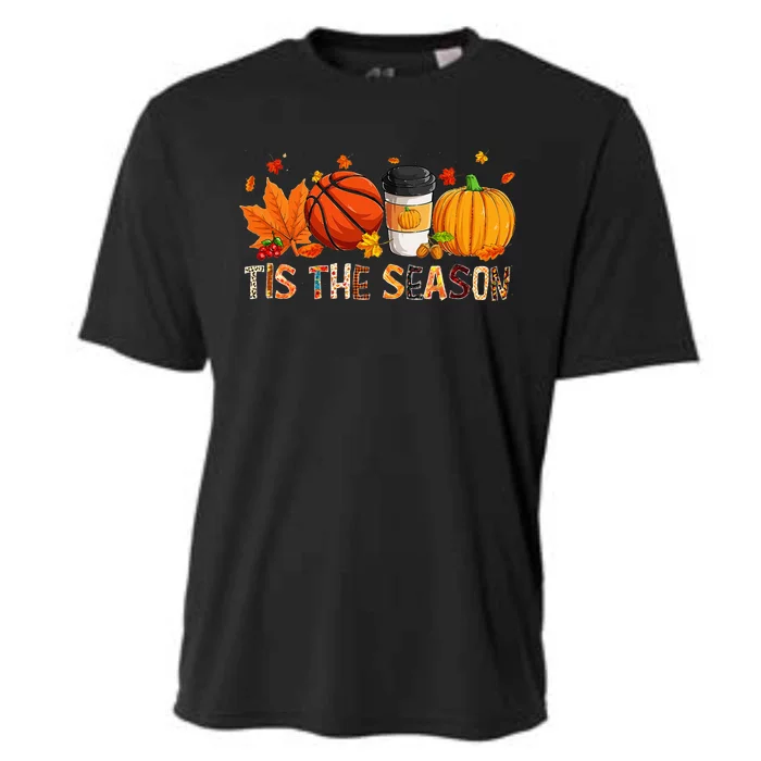 Leopard Pumpkin Basketball Halloween Fall Leaf Decor Cooling Performance Crew T-Shirt