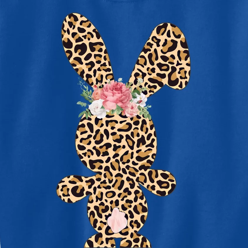 Leopard Print Bunny Flowers Happy Easter Day Great Gift Kids Sweatshirt